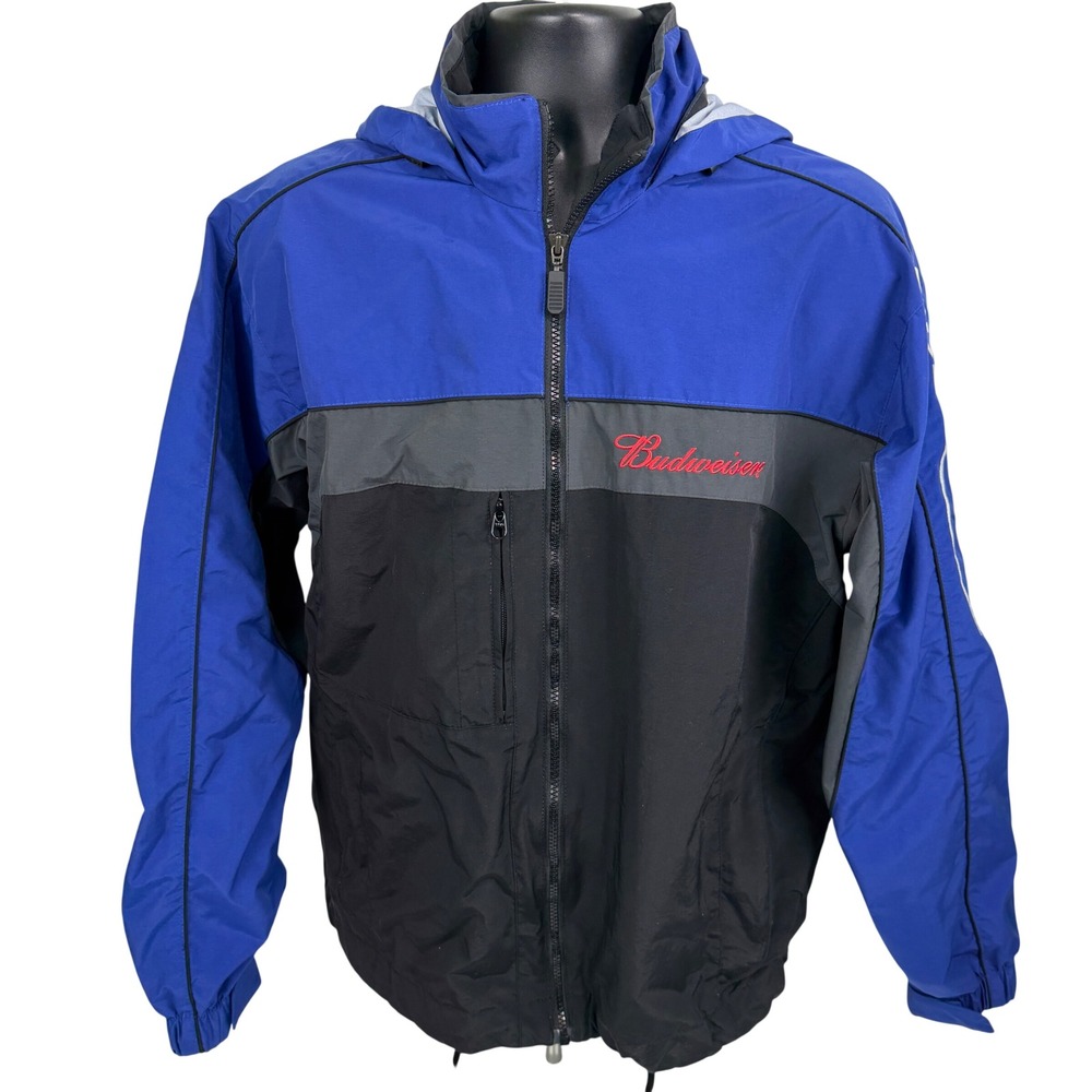 Budweiser Bud Light Racing Jacket Windbreaker Blue Black Men's L